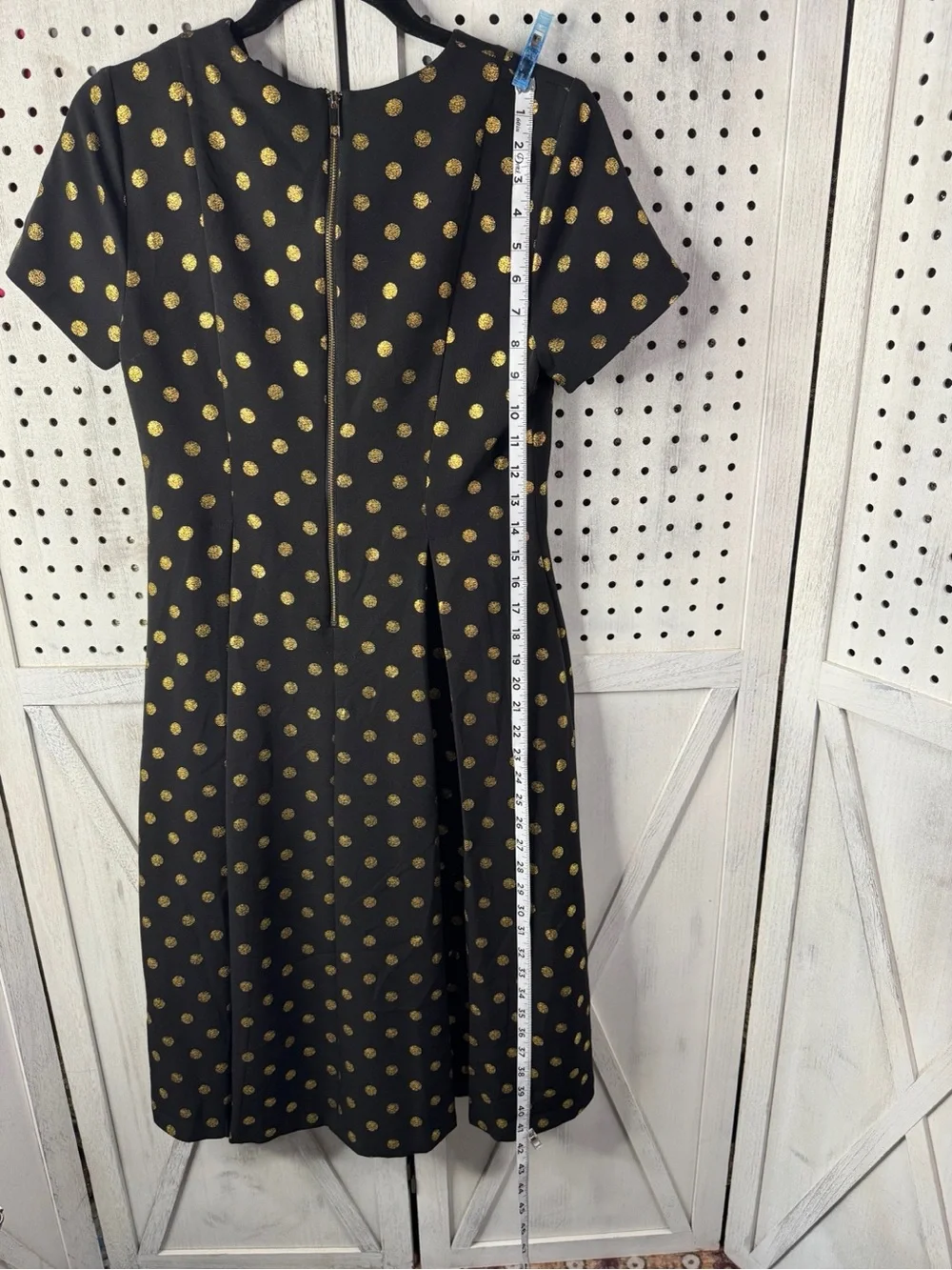 Tommy Hilfiger Black Gold Polka Dot Fit & Flare Dress Women’s Size 6 V-Neck